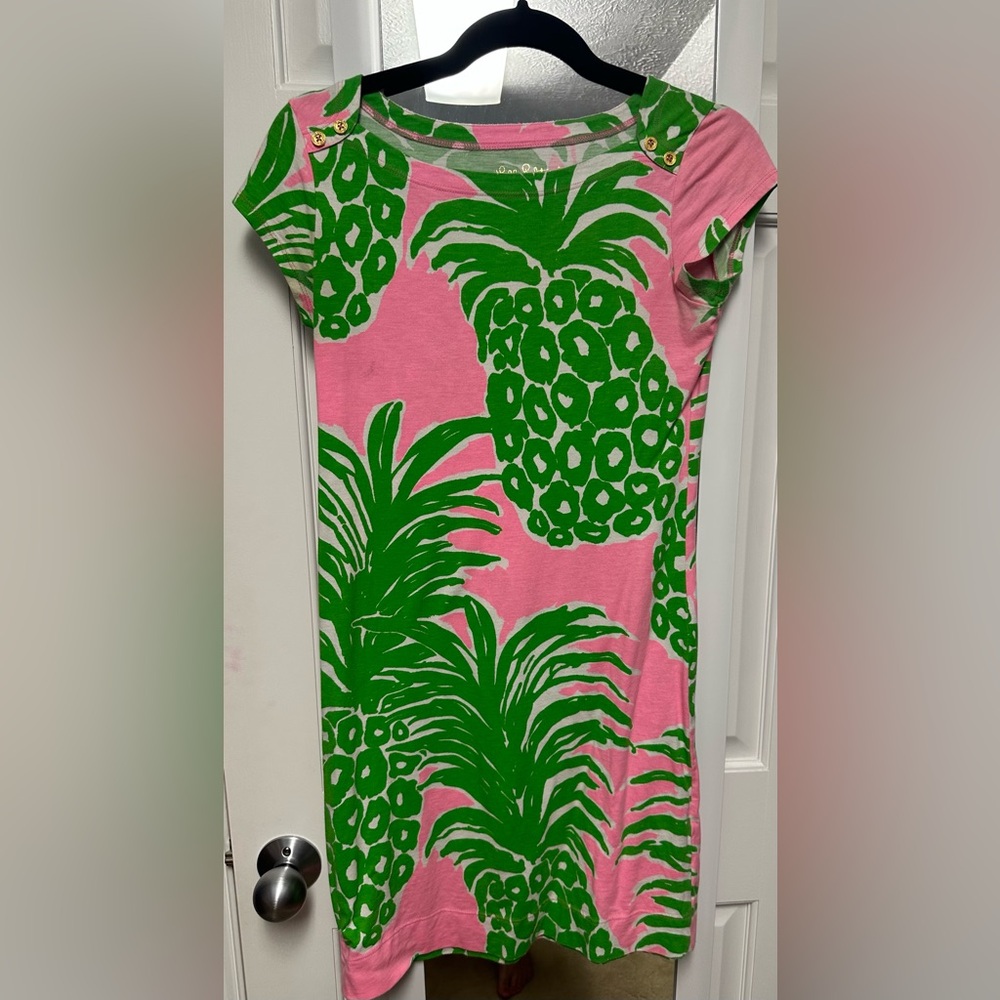 Lilly Pulitzer Loren Pink and Green Pineapple Dress